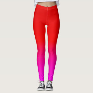 gradient ombre red pink , scarlet , red , pink leggings