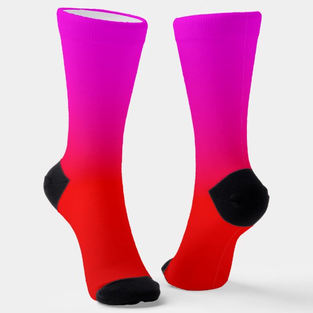 gradient ombre red pink , scarlet , red , pink  socks (Angled)