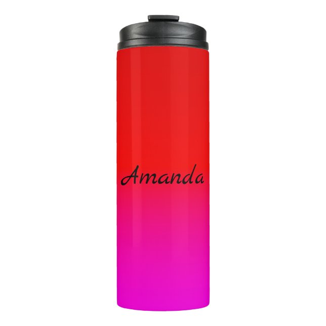 gradient ombre red pink , scarlet , red , pink  thermal tumbler (Front)