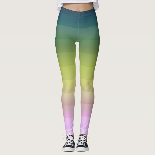 Gradient ombre stripe lined soft blurred green bei leggings (Front)