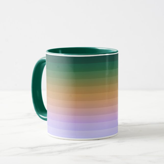 Gradient ombre stripe lined soft blurred green bei mug (Front Left)