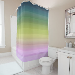 Gradient ombre stripe lined soft blurred green bei shower curtain