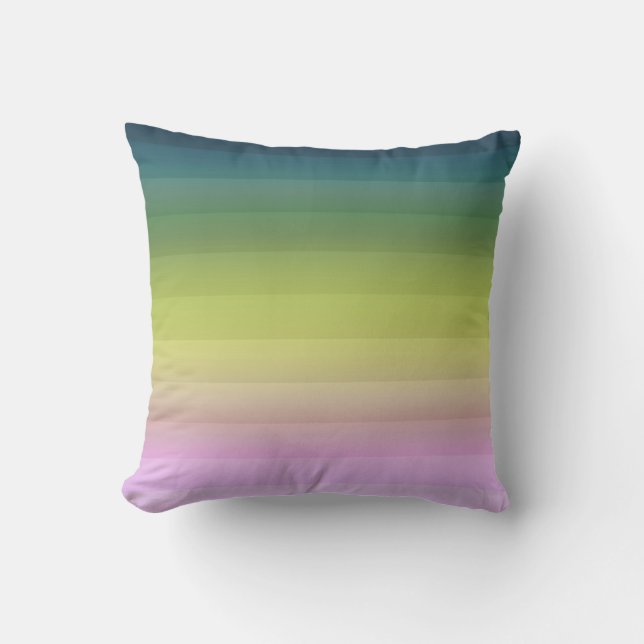 Gradient ombre stripe lined soft blurred green bei throw pillow (Front)