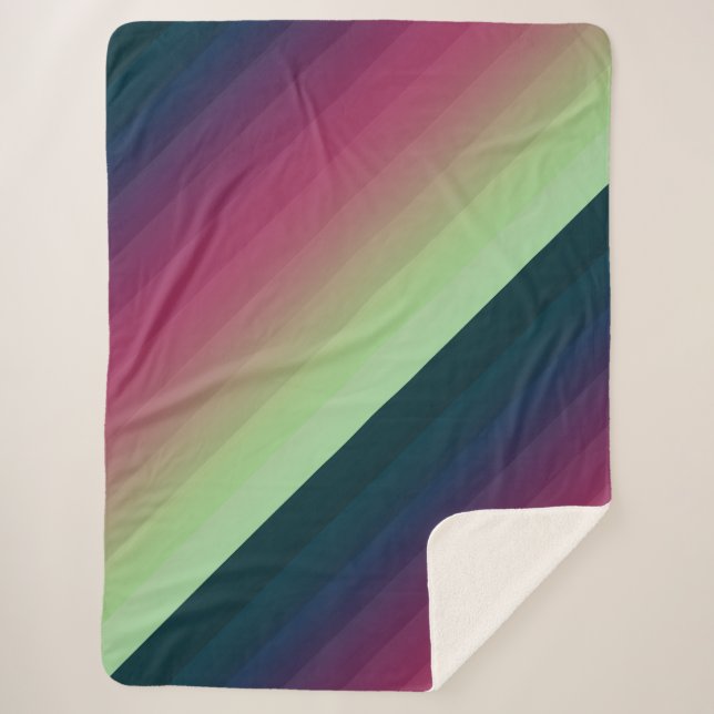 Gradient ombre stripe lined soft blurred multicolo sherpa blanket (Front)