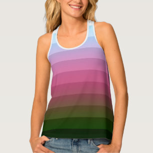 Gradient ombre stripe lined soft blurred multicolo tank top