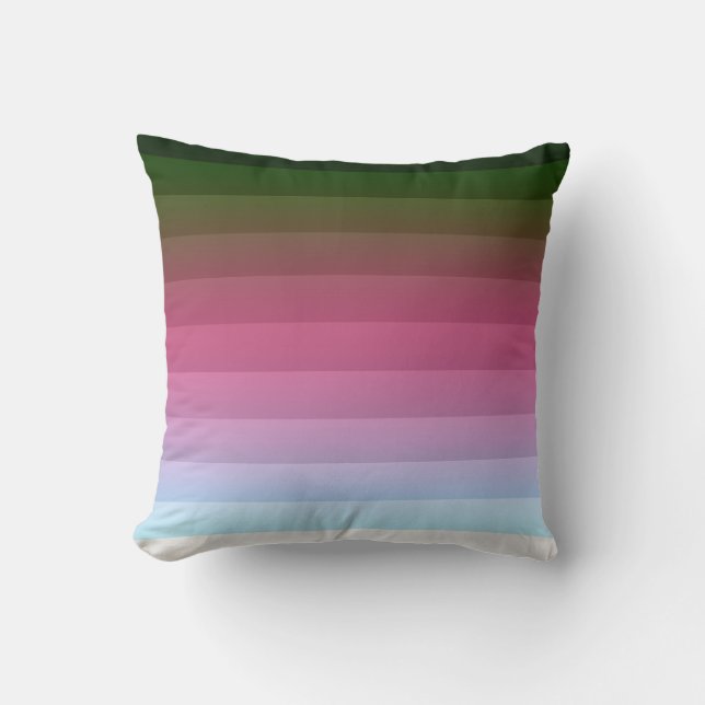 Gradient ombre stripe lined soft blurred multicolo throw pillow (Front)