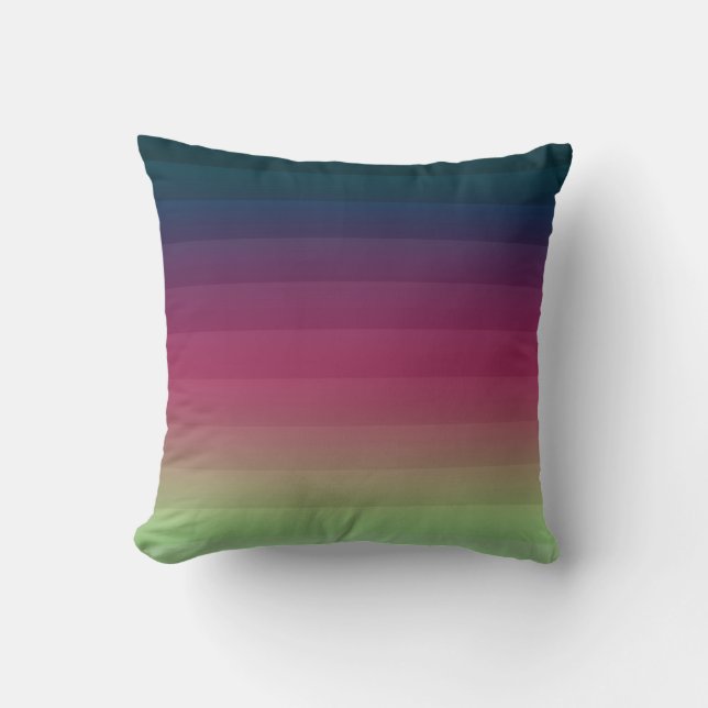 Gradient ombre stripe lined soft blurred multicolo throw pillow (Front)