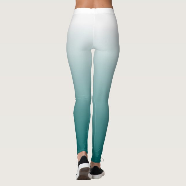Gradient ombre white turquoise leggins leggings (Back)