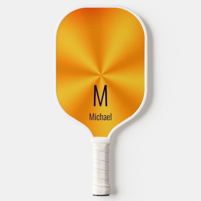 Gradient Orange & Dark Blue Name and Monogram Pickleball Paddle (Front)