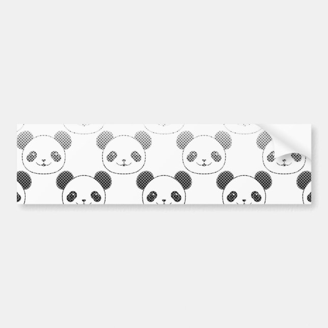 Gradient Panda Bear Pattern Bumper Sticker (Front)