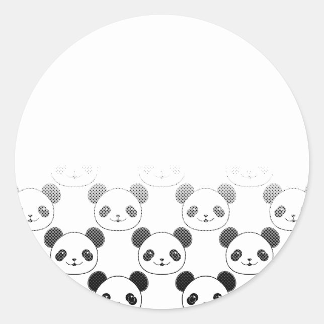 Gradient Panda Bear Pattern Classic Round Sticker (Front)
