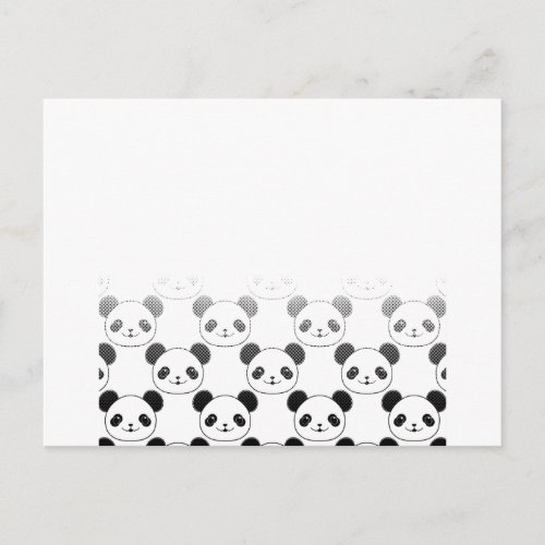 Gradient Panda Bear Pattern Postcard