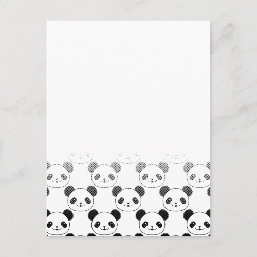 Gradient Panda Bear Pattern Postcard