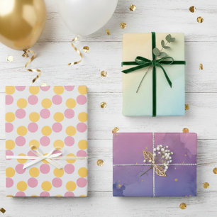 gradient party watercolor pink Aesthetic Birthday  Wrapping Paper Sheets