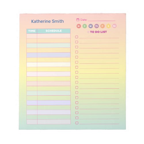 Gradient Pastel Cute Daily Schedule Notepad 