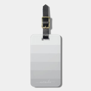 Gradient Pastel Grey Stripes with Custom Name Luggage Tag