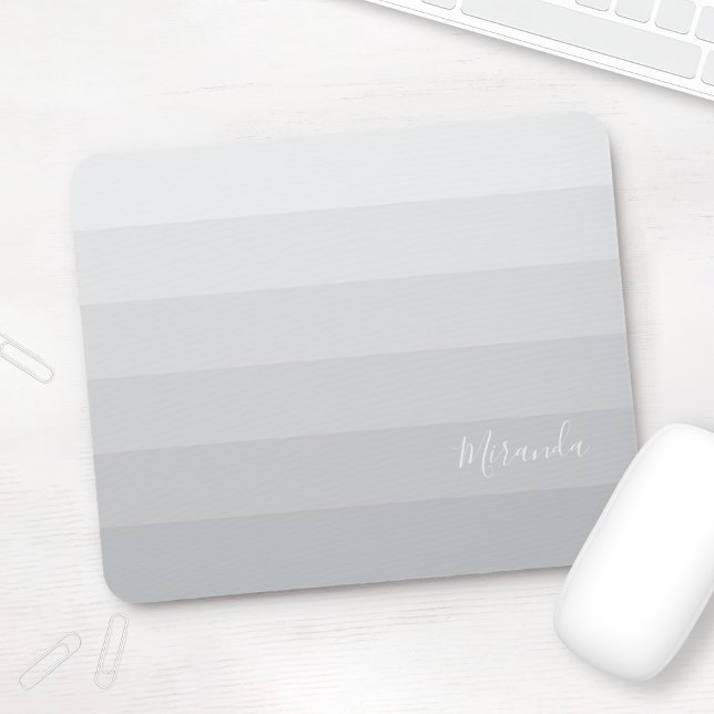 Gradient Pastel Grey Stripes with Custom Name Mouse Pad (Creator Uploaded)