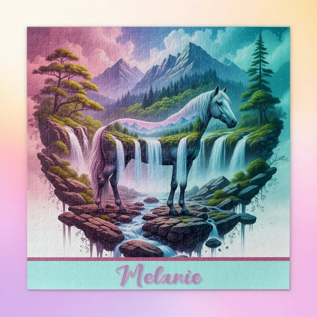 Gradient Pastel Horse Waterfall Nature Puzzle (Creator Uploaded)