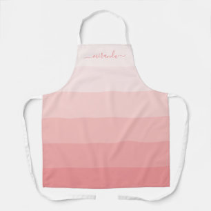 Gradient Pastel Pink Stripes with Custom Name Apron