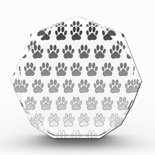 Gradient Paw Prints in Black  White  Gray Acrylic Award