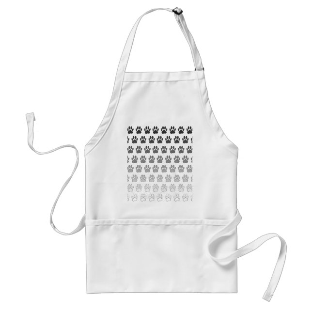 Gradient Paw Prints in Black & White & Gray Adult Apron (Front)