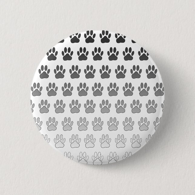 Gradient Paw Prints in Black & White & Gray Button (Front)