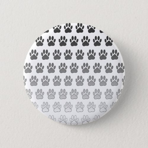 Gradient Paw Prints in Black  White  Gray Button