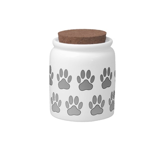 Gradient Paw Prints in Black & White & Gray Candy Jar (Front)