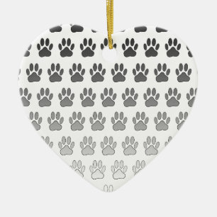 Gradient Paw Prints in Black & White & Gray Ceramic Ornament