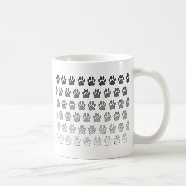 Gradient Paw Prints in Black & White & Gray Coffee Mug (Right)