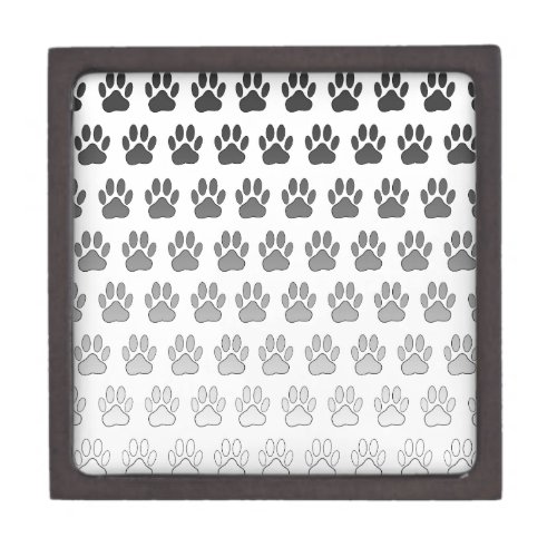 Gradient Paw Prints in Black  White  Gray Gift Box