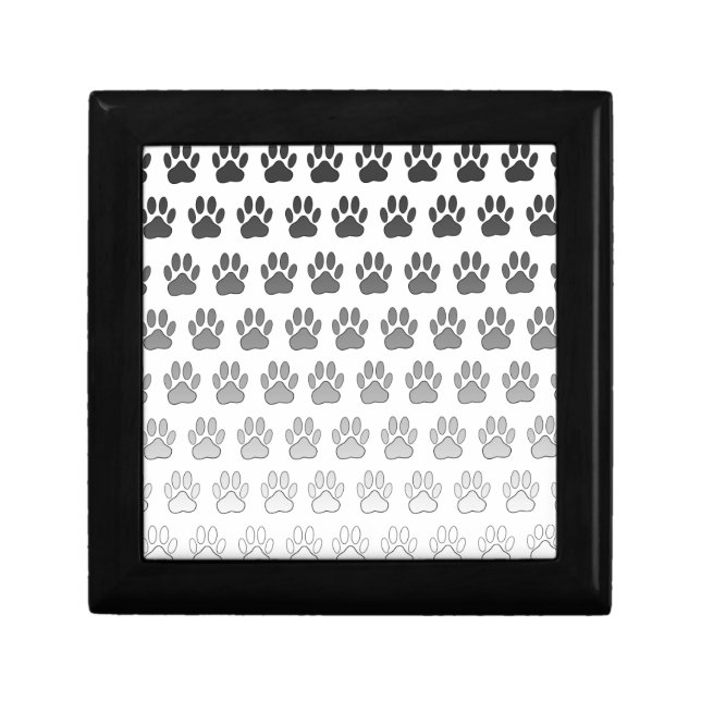 Gradient Paw Prints in Black & White & Gray Gift Box (Front)