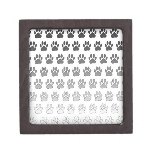 Gradient Paw Prints in Black  White  Gray Keepsake Box