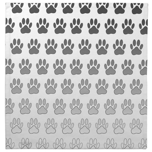 Gradient Paw Prints in Black & White & Gray Napkin (Front)