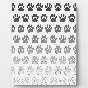 Gradient Paw Prints in Black & White & Gray Plaque