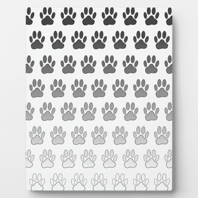Gradient Paw Prints in Black & White & Gray Plaque (Front)