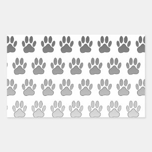 Gradient Paw Prints in Black & White & Gray Rectangular Sticker