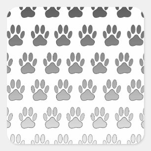 Gradient Paw Prints in Black & White & Gray Square Sticker