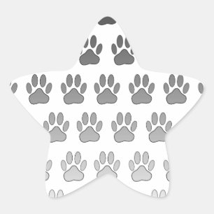 Gradient Paw Prints in Black & White & Gray Star Sticker