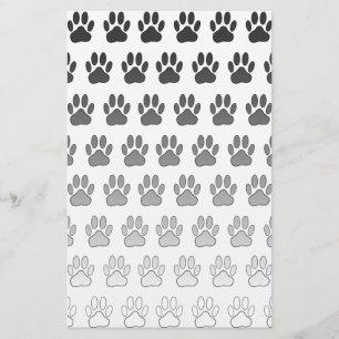 Gradient Paw Prints in Black & White & Gray Stationery