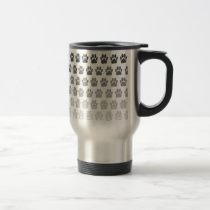 Gradient Paw Prints in Black & White & Gray Travel Mug