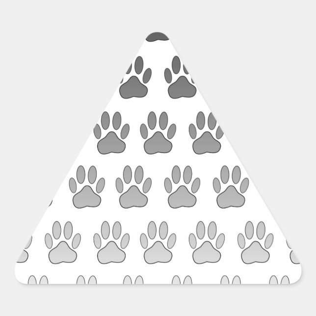 Gradient Paw Prints in Black & White & Gray Triangle Sticker (Front)