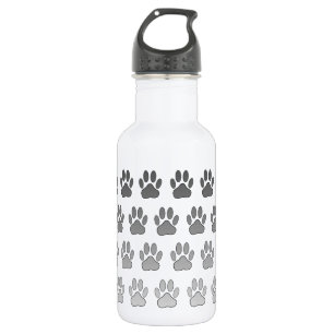 Gradient Paw Prints in Black & White & Gray Water Bottle