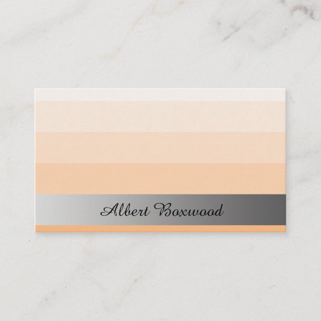 Gradient Peach with Silver Banner Custom Text Business Card (Front)