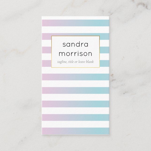 gradient pink and teal stripes business card (Front)