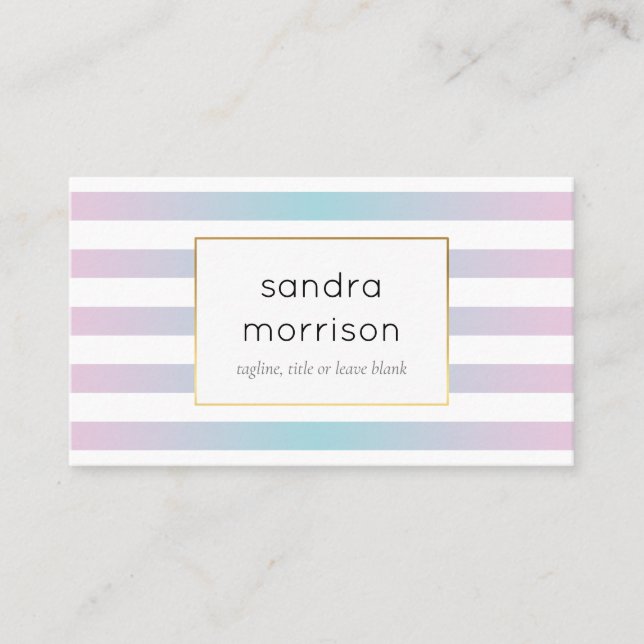 gradient pink and teal stripes business card (Front)