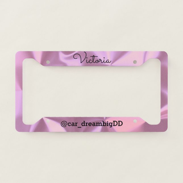 Gradient Pink Brushed Metal Business License Plate Frame (Front)