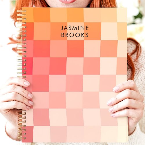 Gradient Pink Checkerboard Custom Name Planner