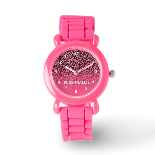 Gradient Pink Leopard Animal Print Watch (Front)
