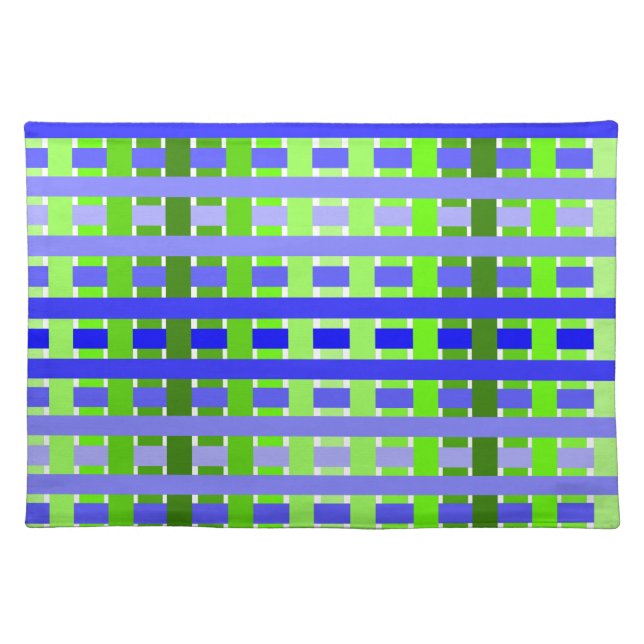 Gradient Plaid blue  Cloth Placemat (Front)